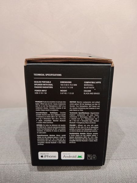 Колонка Marshall Emberton III Black and Brass (1006884)  ember3 фото
